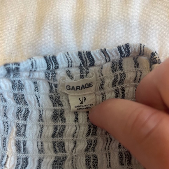 Garage Striped Smocked Romper Strapless Casual Comfy Black White S - Picture 2 of 4